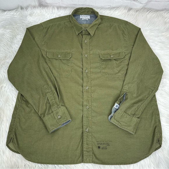 Lucky Brand Other - Lucky Men’s Green Casual Micro-Ribbed Corduroy Button Down Shirt XXL